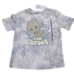 Baby Toddler Tie-Dye Short Sleeve "I am Groot" T-Shirt Gray Size 2T New
